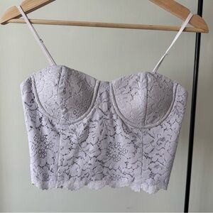 Francesca’s x Audrey Parks Lavender Lace Bustier Crop Top | Small | NWT